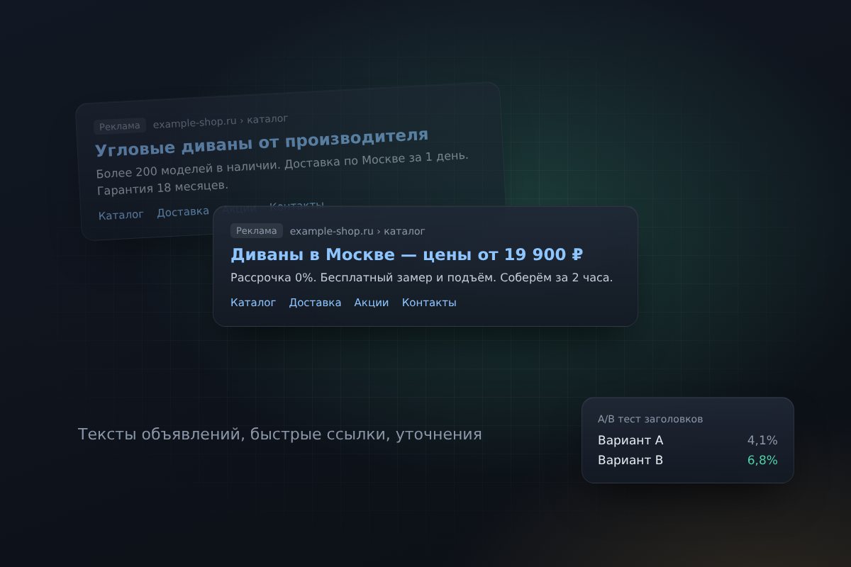 Тексты объявлений Яндекс Директ и A/B тестирование заголовков